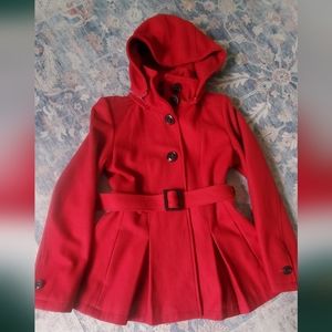 Red Wool Blend Coat